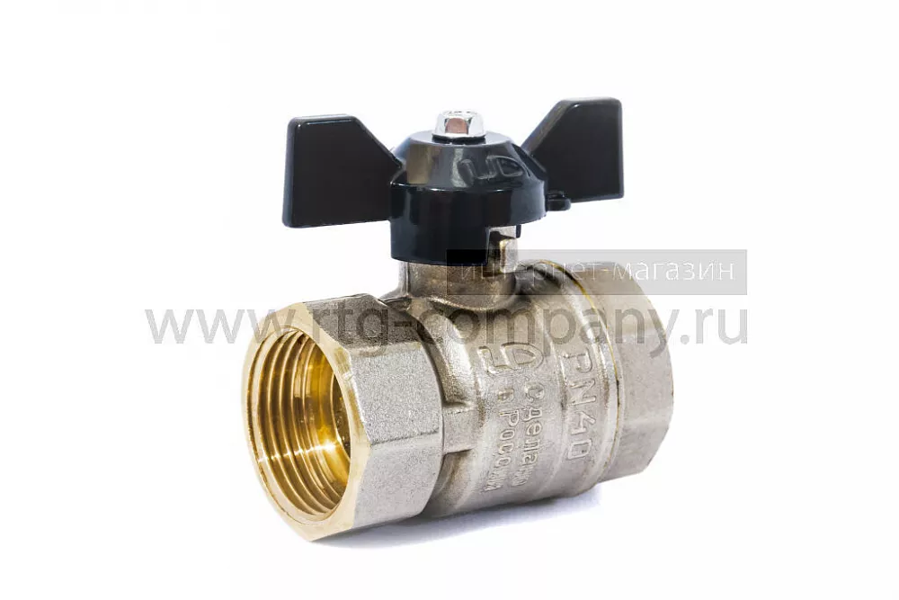 Кран шаровый "бабочка" ВВ внутренняя резьба 1" (LD 47.300.25) уп 12 шт